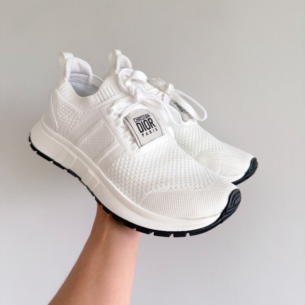 Dior Run'n'Dior Low Top Mesh Lace Up Running Sneakers White 40